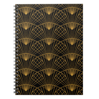 Art Deco Glamour: Goldener Lüfter. Notizblock