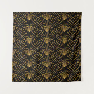 Art Deco Glamour: Goldener Lüfter. Wandteppich