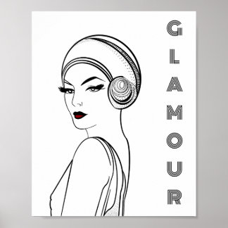 Art Deco Glamour Illustration Poster