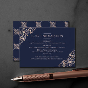 Art Deco Glamour   Navy Blue Blush Guest Details Begleitkarte