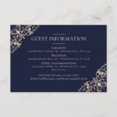 Art Deco Glamour | Navy Blue Blush Guest Details Begleitkarte (Vorderseite)