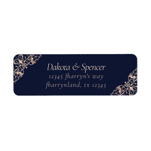 Art Deco Glamour | Navy Blue Rose Gold Address (Vorne)