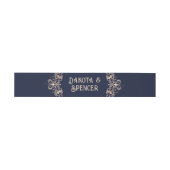 Art Deco Glamour | Navy Blue Rose Gold Wedding Einladungsbanderole (Flach)