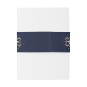 Art Deco Glamour | Navy Blue Rose Gold Wedding Einladungsbanderole (Rückseitenbeispiel)