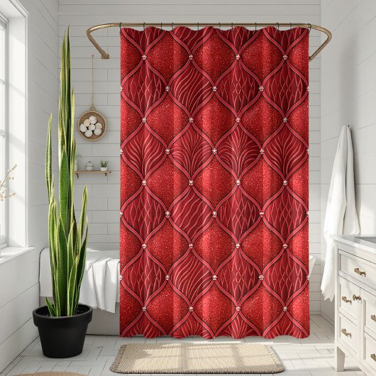 Art Deco Glamour rotes Valentinsmuster Duschvorhang