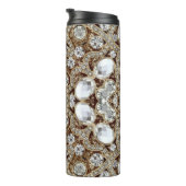 Art Deco Glamour Vintage Mode Beige Gold Thermosbecher (Nach rechts gedreht)