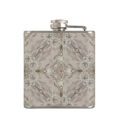 Art Deco Glamour Vintage Mode Grau Beige Flachmann (Rückseite)