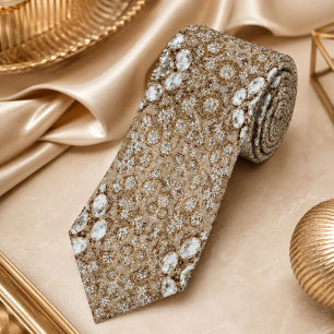 Art Deco Glamouröse Vintage Mode Beige Gold Krawatte
