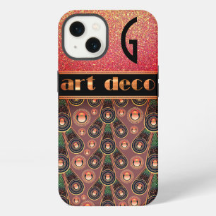 Art Deco Glitter-Look Pfirsich Grün Schwarz iPhone 13 Hülle