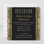 Art Deco Glitteri Goldenes Abendessen Party Einlad Einladung (Rückseite)