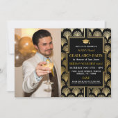 Art Deco Gold Abschluss Gatsby Party Foto der 1920 Einladung (Vorderseite)