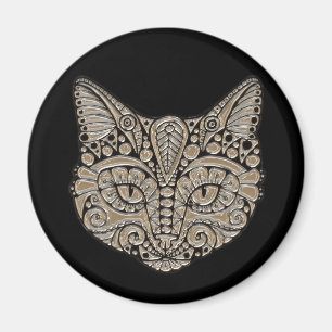 Art deco gold and black Egyptian style cat Magnet