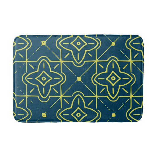 Art Deco Gold auf Navy Blue Design Badematte (Vorderseite)