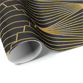 Art Deco Gold auf schwarz Geschenkpapier (Rolleneckpunkt)