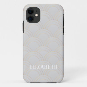 Art Deco Gold Auster Weiß Name Personalisiert Case-Mate iPhone Hülle