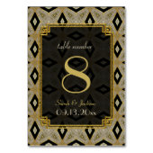 Art Deco Gold Black Diamond Wedding Tischnummer (Rückseite)