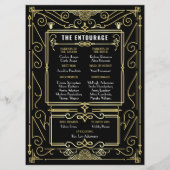 Art Deco Gold Black Entourage Orden der Feier Programm (Rückseite)