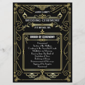 Art Deco Gold Black Entourage Orden der Feier Programm (Vorderseite)