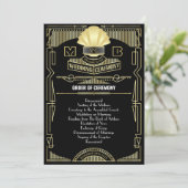 Art Deco Gold Black Entourage Orden der Feier Programm (Stehend Vorderseite)