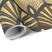 Art Deco Gold Black Fan Muster Geschenkpapier (Rolleneckpunkt)