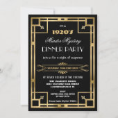 Art Deco Gold Black Geometric Murder Mystery Party Einladung (Vorderseite)