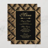 Art Deco Gold Black Great Gatsby Wedding Menü (Vorne/Hinten)