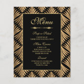 Art Deco Gold Black Great Gatsby Wedding Menü (Vorderseite)