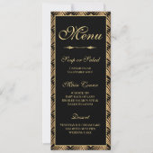 Art Deco Gold Black Great Gatsby Wedding Menü Einladung (Vorderseite)