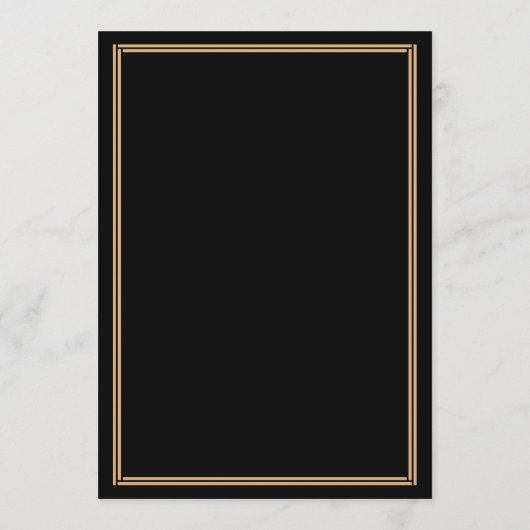 Art Deco Gold Black Great Gatsby Wedding Menü Menükarte (Rückseite)