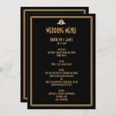 Art Deco Gold Black Great Gatsby Wedding Menü Menükarte (Vorne/Hinten)