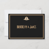 Art Deco Gold Black Great Gatsby Wedding RSVP Card (Rückseite)