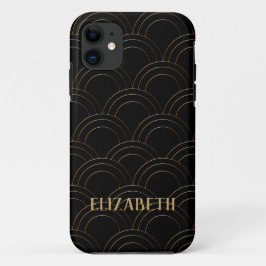 Art Deco Gold Black Name Personalisiert Case-Mate iPhone Hülle