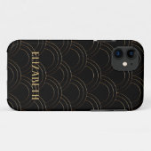 Art Deco Gold Black Name Personalisiert Case-Mate iPhone Hülle (Rückseite (Horizontal))