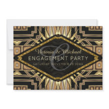 Art Deco Gold + Black Stylish Engagement Party