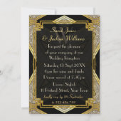 Art Deco Gold Black Wedding Reception Einladungen (Rückseite)