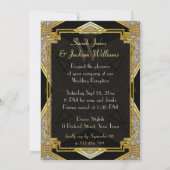 Art Deco Gold Black Wedding Reception Einladungen (Rückseite)
