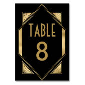 Art Deco Gold Black Wedding Tischnummer (Rückseite)