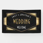 Art Deco Gold Black Willkommen bei Hochzeit Banner (Horizontal)