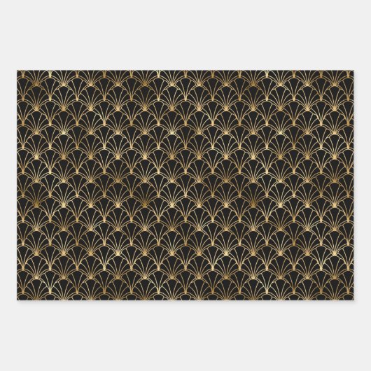 Art Deco Gold & Black Wrapping Paper Sheets Geschenkpapier Set (Vorderseite 3)