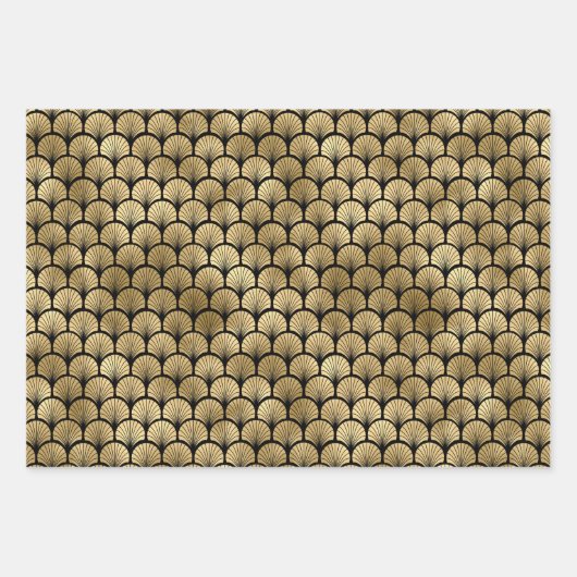 Art Deco Gold & Black Wrapping Paper Sheets Geschenkpapier Set (Vorderseite 2)