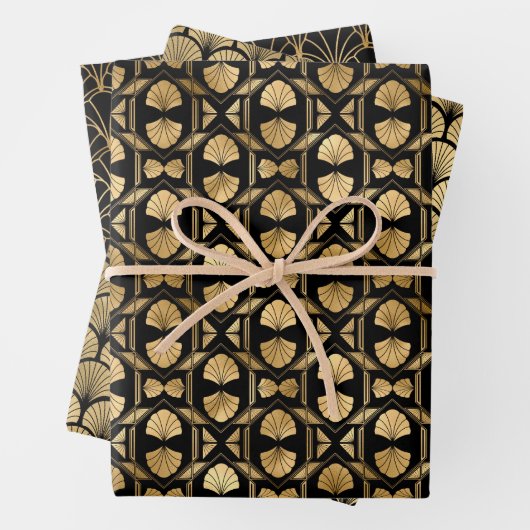 Art Deco Gold & Black Wrapping Paper Sheets Geschenkpapier Set (Beispiel)