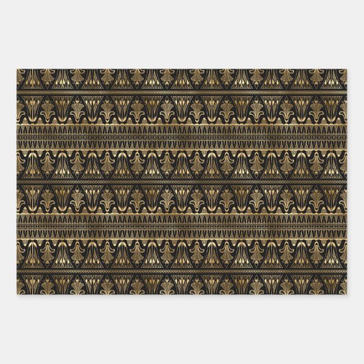 Art Deco Gold & Black Wrapping Paper Sheets Geschenkpapier Set (Vorderseite)