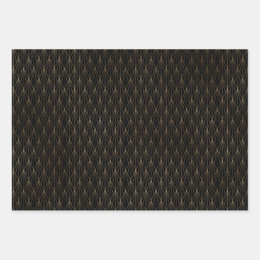 Art Deco Gold & Black Wrapping Paper Sheets Geschenkpapier Set (Vorderseite 2)