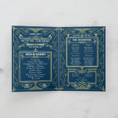 Art Deco Gold Blue Entourage Orden der Zeremonie Programm (Innenseite)