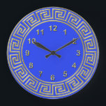 Art Deco Gold Blue Griechisch Key Border DIY Hinte Große Wanduhr<br><div class="desc">Art-Deko Gold blaue griechische Schlüsselbänder, goldene Marker Wall Uhr, wählen Sie Ihre eigene Farbtöne Hintergrund Ein klassischer Deko-Goldrahmen auf einem Do It Yourself Color Choice-Hintergrund (anfänglich Set zu Griechisch Blau). Die numerischen Marker sind auch eine goldene Farbe. Bitte beachten Sie, dass es sich um ein digital erstelltes Grafikdesign handelt, das...</div>