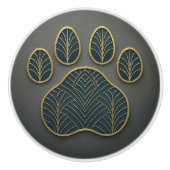 Art Deco Gold & Blue "Metalwork" Paw Keramik Knob Keramikknauf (Vorderseite)