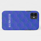 Art Deco Gold Blue Name Personalisiert Case-Mate iPhone Hülle (Rückseite (Horizontal))