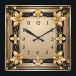 Art Deco Gold Blume Quadratische Wanduhr<br><div class="desc">Großartiges Uhrendesign. Du wirst es wie andere Liebe bekommen. Sie können dieses Design auch für andere Produkte verwenden,  die Sie mögen,  oder Ihren Text anpassen und hinzufügen. Folgen Sie mir für mehr. Vielen Dank. Ich wünsche Ihnen einen schönen Tag.</div>