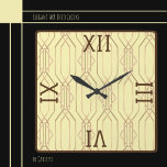 Art Deco Gold, Buttercreme, Dunkelbraun Quadratische Wanduhr<br><div class="desc">Elegantes Art Déco Gold in Buttercreme mit römisch-römischen Zahlen und Trim. Ideal für Einstiegshallen,  Restaurants,  Wohnbereiche und vieles mehr. Erhältlich in verschiedenen Farben.</div>