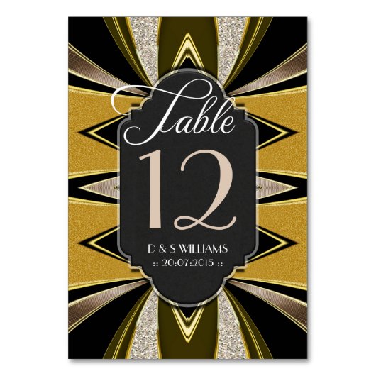 Art Deco Gold Chalkboard Tischnummer Cards (Vorderseite)